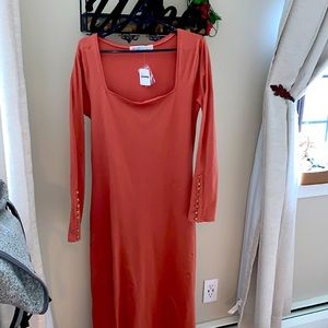 Free people beach terracotta long sleeve maxi